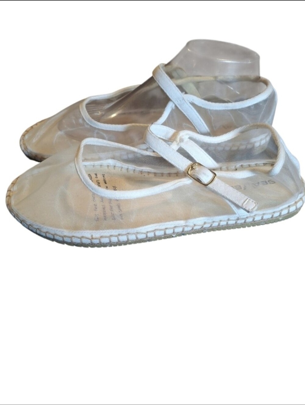 SeaVees Women’s Size 12 Clear Mesh Ballet Flats Espadrille Slippers Recycled